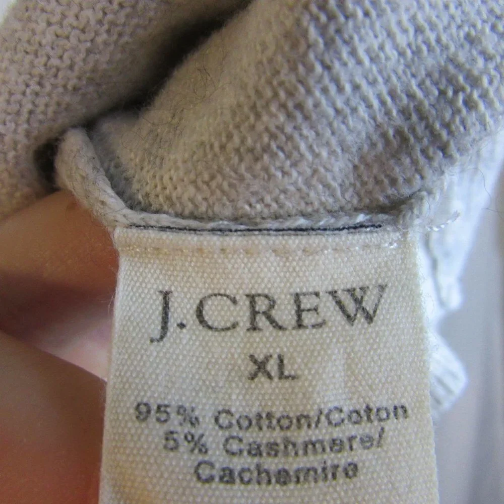 J Crew Sweater Beige Cotton Cashmere V-Neck Business Casual Preppy Cozy Men's XL